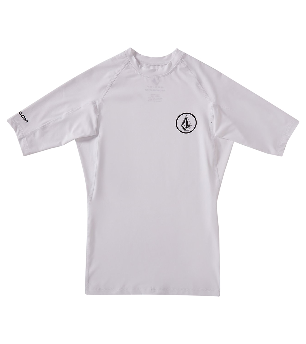 Volcom Boys' Lido Solid Short Sleeve Rashguard Shirt - White Large - Swimoutlet.com