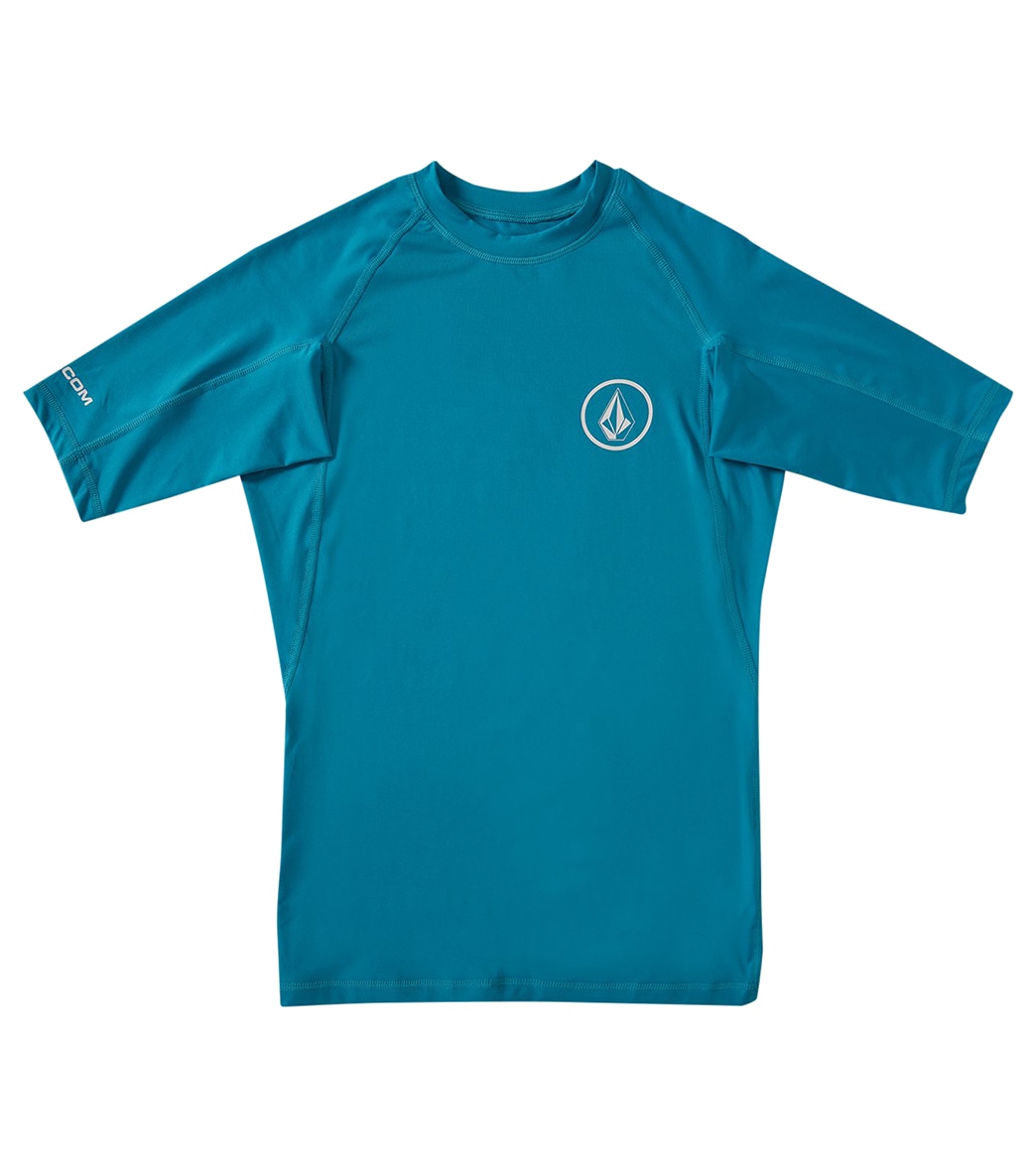 Volcom Boys' Lido Solid Short Sleeve Rashguard Shirt - Barrier Reef Large - Swimoutlet.com