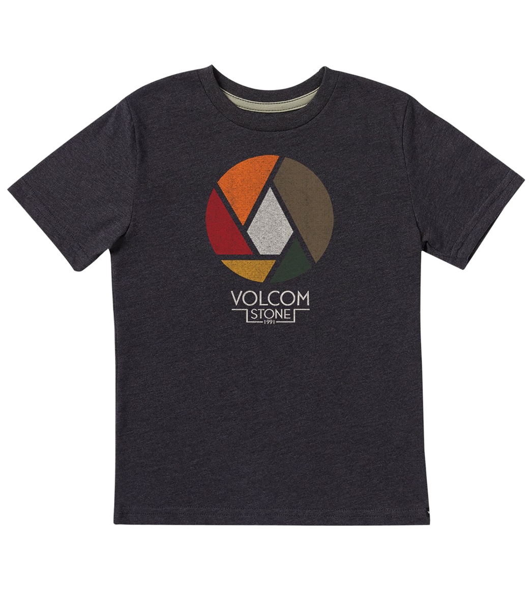 Volcom Boys' Splicer Short Sleeve T-Shirt - Heather Black Large Cotton/Polyester - Swimoutlet.com