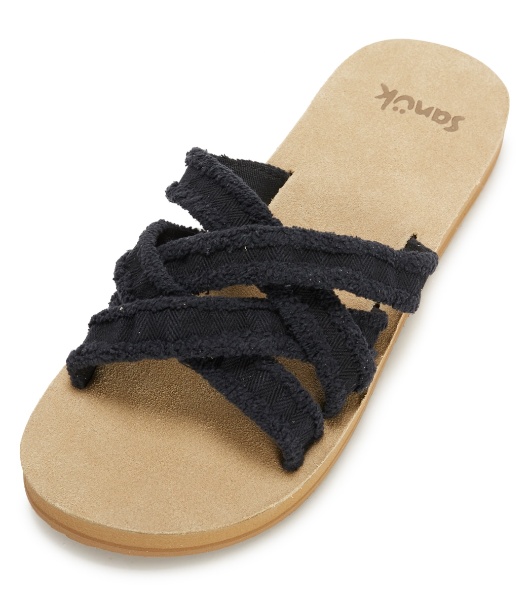 Sanuk Women's Fraidy Slides Sandals - Black 10 - Swimoutlet.com