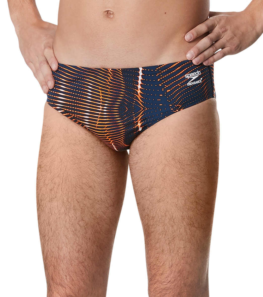 Speedo Men's Solar Boom Brief Swimsuit - Navy/Orange 28 Polyester/Pbt - Swimoutlet.com