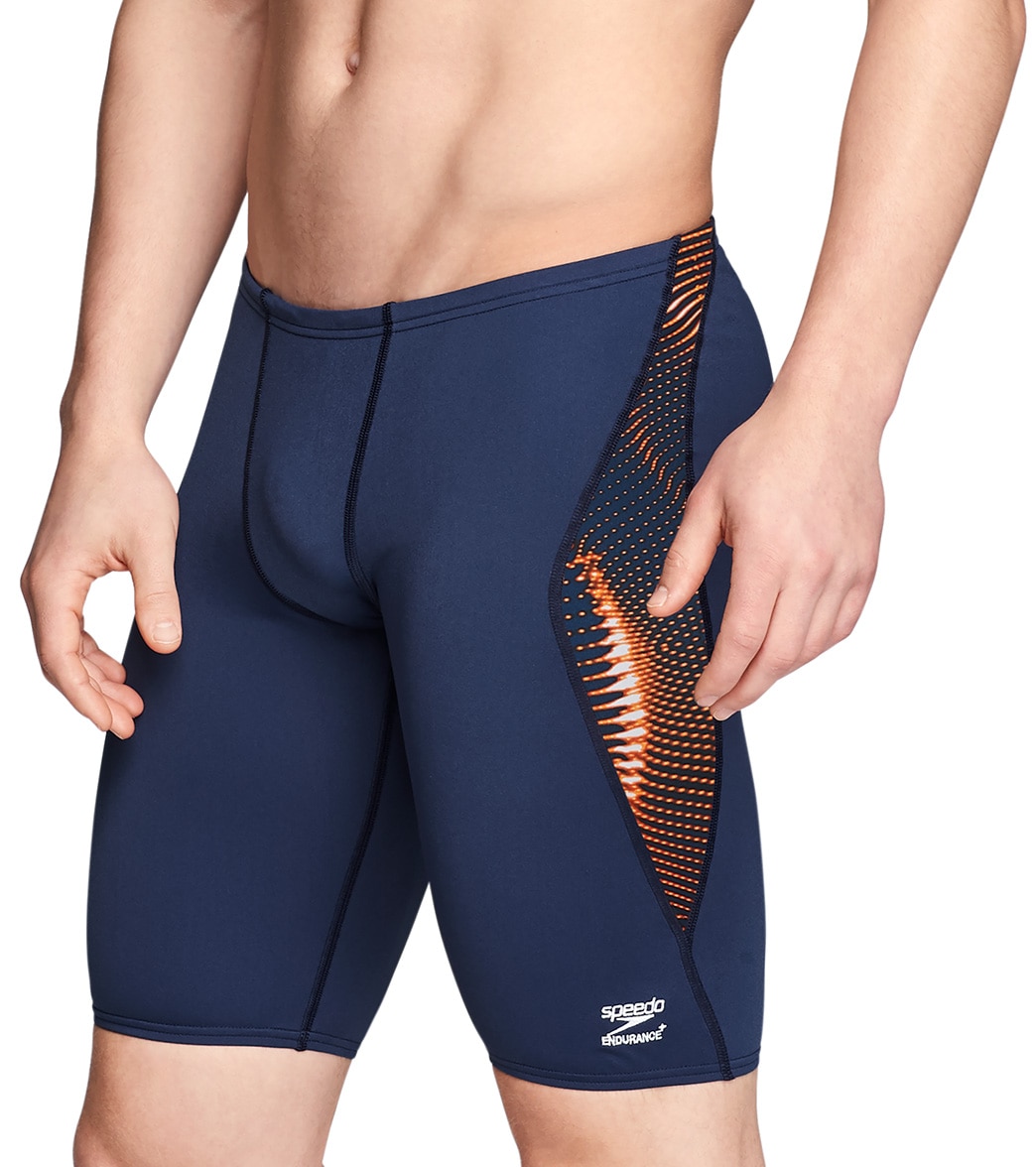 Speedo Men's Solar Boom Jammer Swimsuit - Navy/Orange 24 Polyester/Pbt - Swimoutlet.com