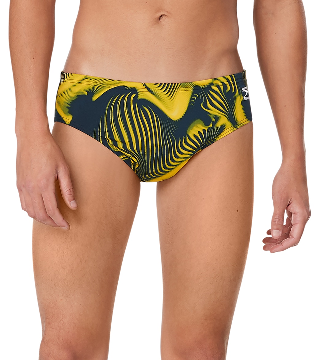 Speedo Men's Fusion Vibe Brief Swimsuit - Navy/Gold 26 Polyester/Pbt - Swimoutlet.com