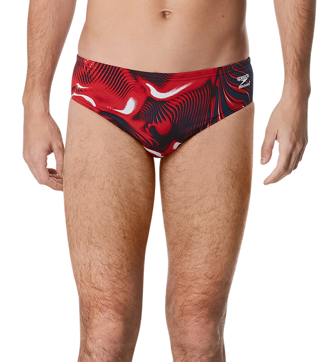 Speedo Men's Fusion Vibe Brief Swimsuit - Red/White/Blue 26 Polyester/Pbt - Swimoutlet.com