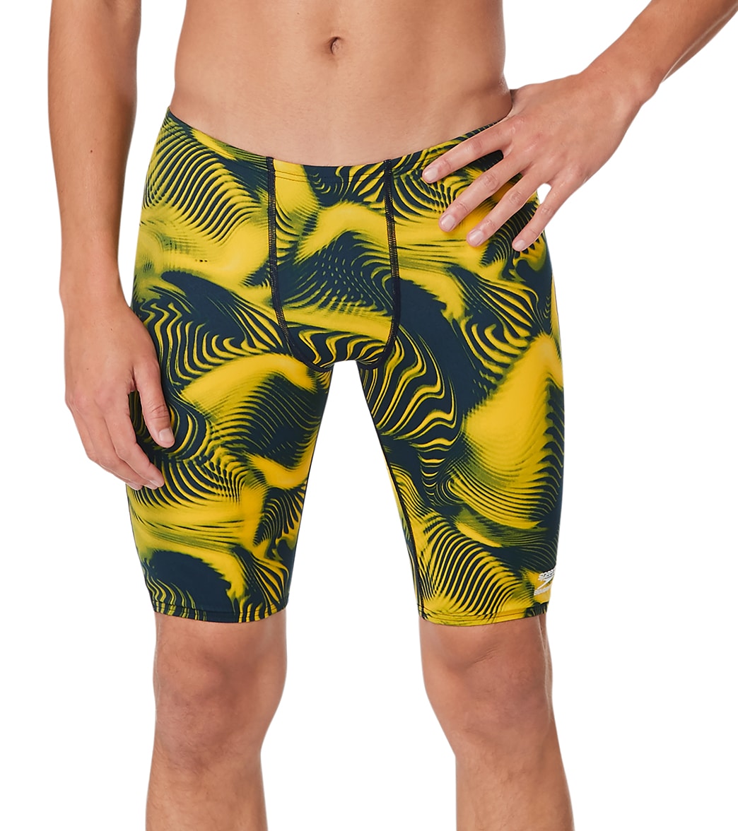 Speedo Men's Fusion Vibe Jammer Swimsuit - Navy/Gold 24 Polyester/Pbt - Swimoutlet.com