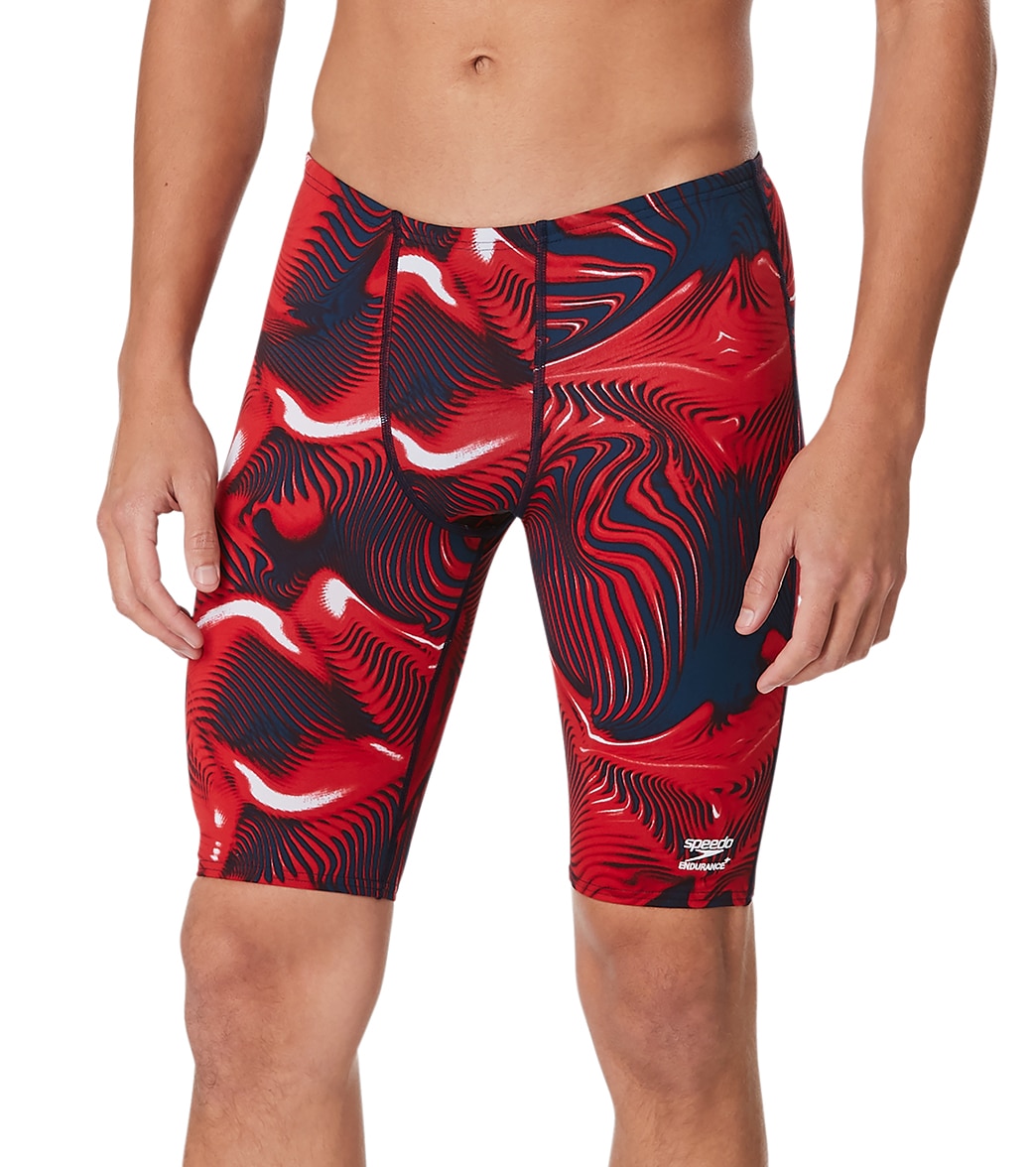 Speedo Men's Fusion Vibe Jammer Swimsuit - Red/White/Blue 24 Polyester/Pbt - Swimoutlet.com