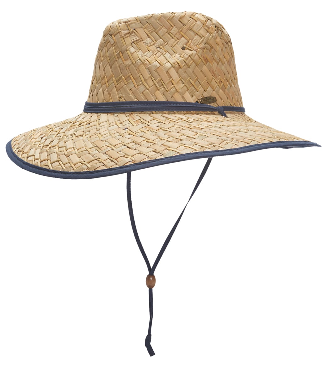 Sun N Sand Men's 4.5 Brim Matte Straw Hat - Natural/Navy Med/Large - Swimoutlet.com