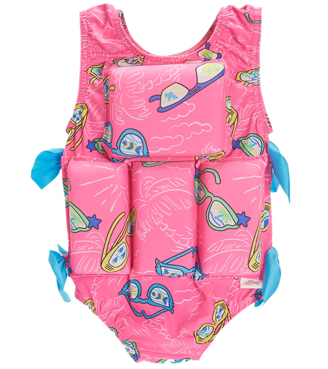 My Pool Pal Girl's Pink Sun Glasses Flotation Swimsuit - Print Large 50-70 Lbs - Swimoutlet.com