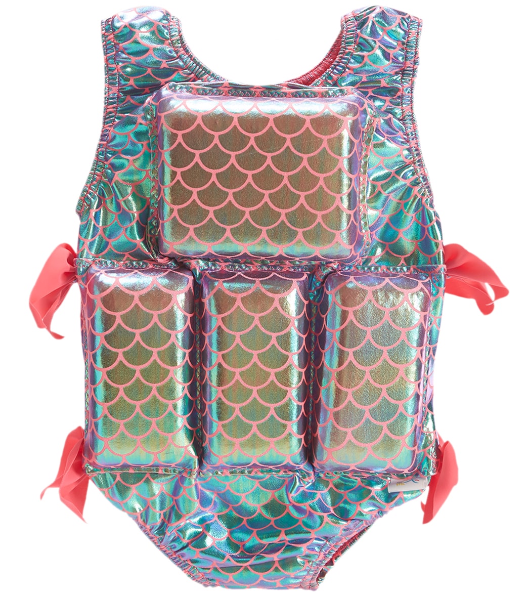 My Pool Pal Girl's Coral Metalic Mermaid Flotation Swimsuit - Large 50-70 Lbs - Swimoutlet.com