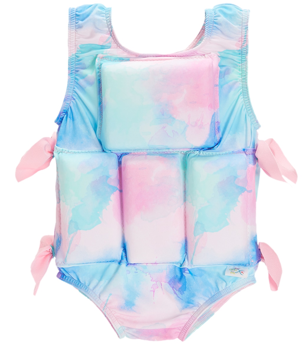 My Pool Pal Girl's Pastel Paint Splatter Flotation Swimsuit - Large 50-70 Lbs - Swimoutlet.com