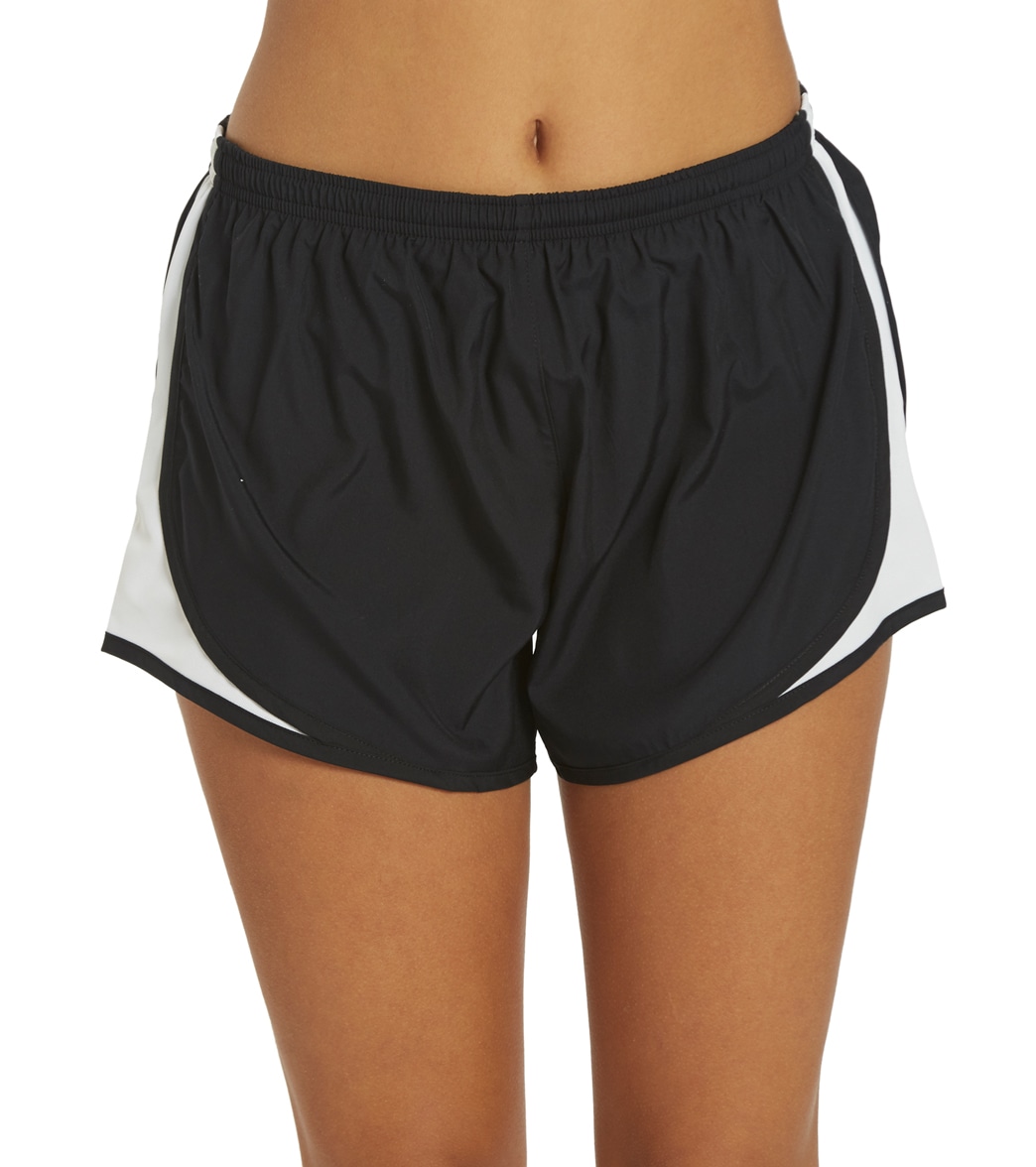 Women's Sport-Tek Cadence Short - Black/White/Black Medium Polyester - Swimoutlet.com