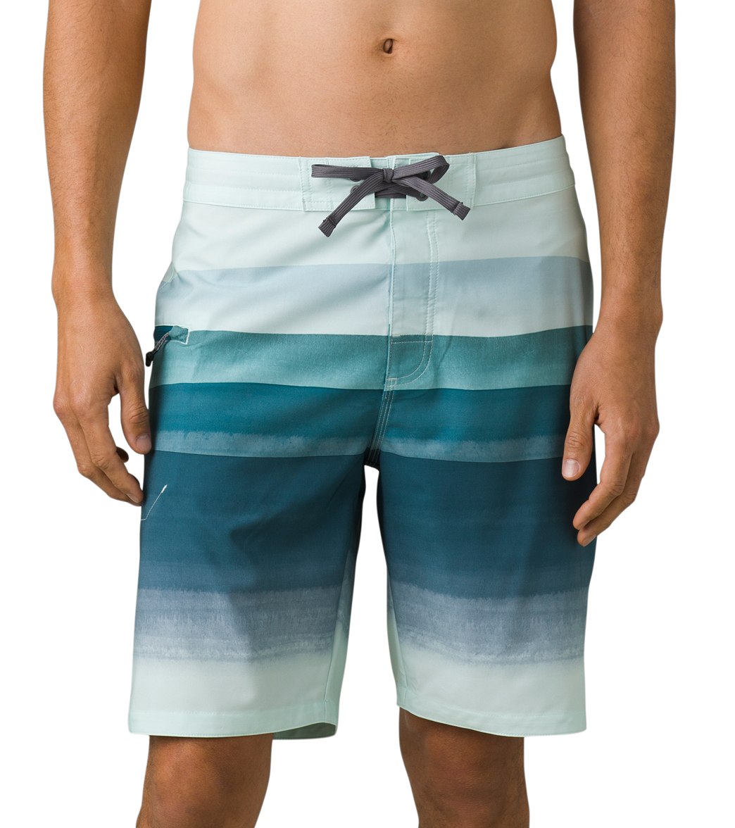 Prana Fenton 18 Boardshorts - Aquamarine Stripe 38 Cotton/Polyester - Swimoutlet.com