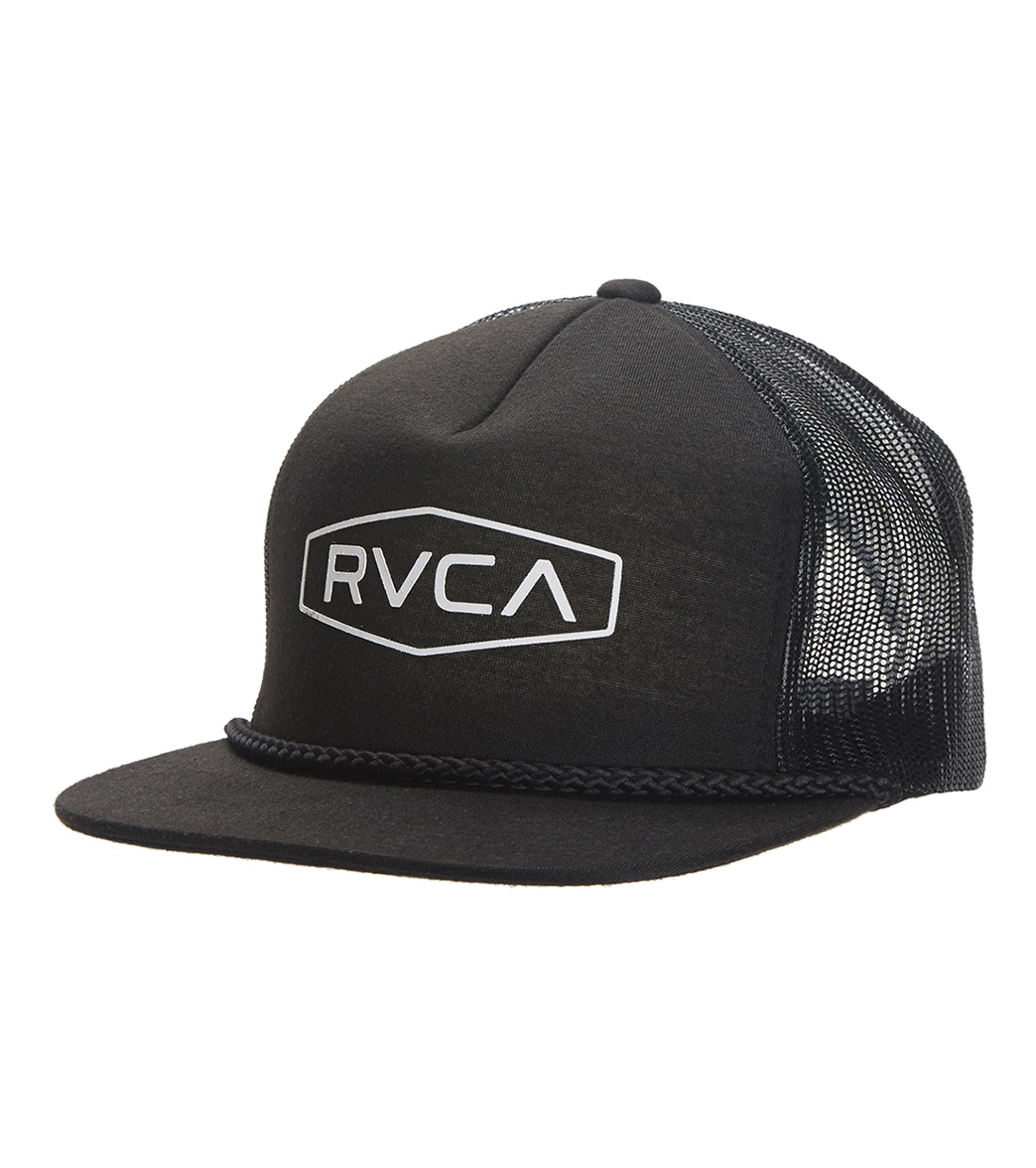 Rvca Men's Staple Foamy Trucker Hat - Black One Size Polyester - Swimoutlet.com