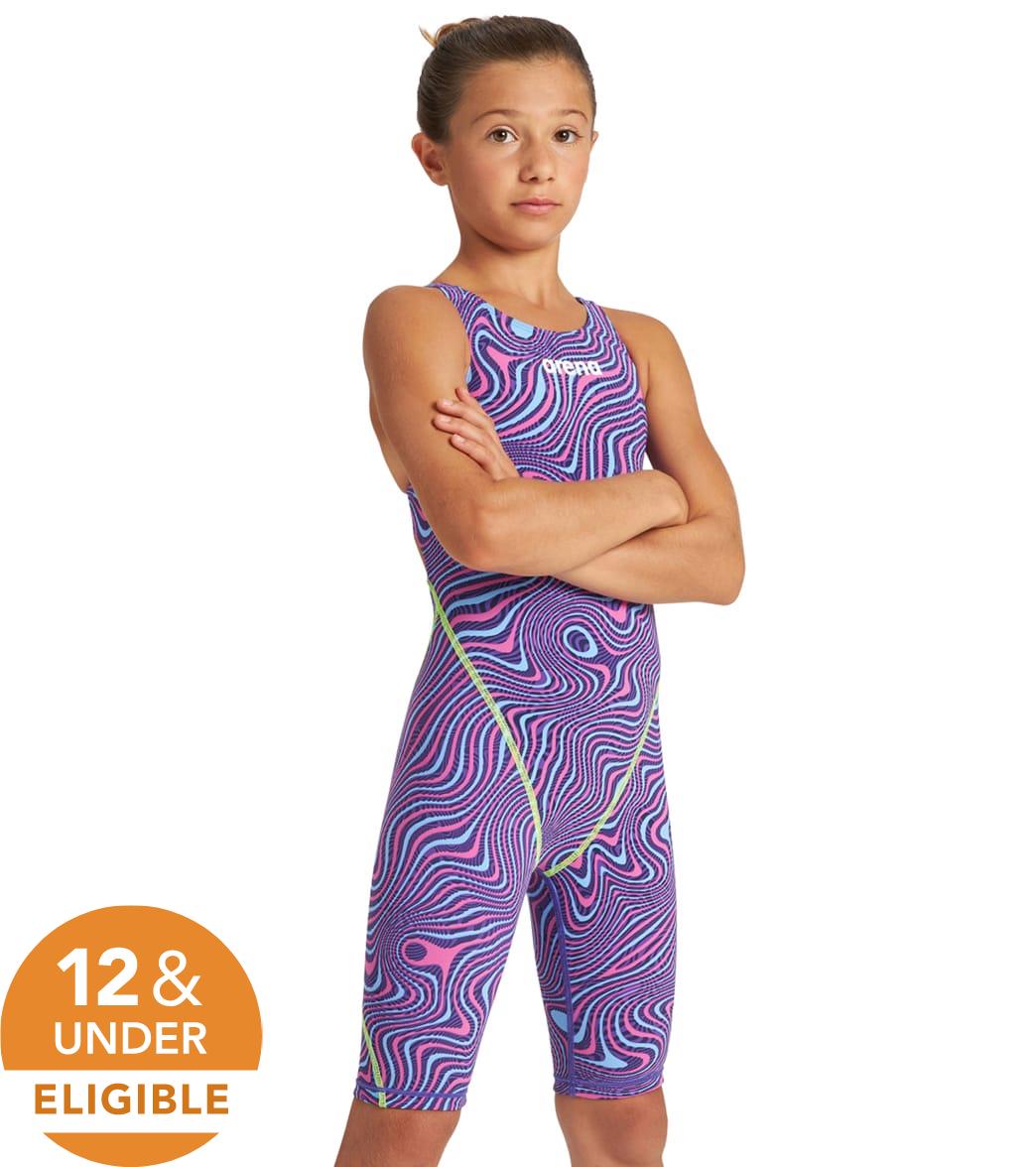 Arena Girls' Powerskin St 2.0 Illusion Limited Edition Open Back Jr Tech Suit Swimsuit - Tropic 24 Elastane/Polyamide - Swimoutlet.com