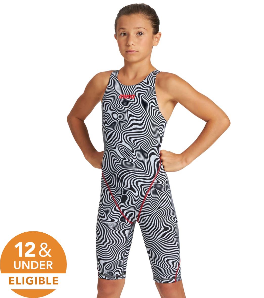 Arena Girls' Powerskin St 2.0 Illusion Limited Edition Open Back Jr Tech Suit Swimsuit - Vapor 22 Elastane/Polyamide - Swimoutlet.com