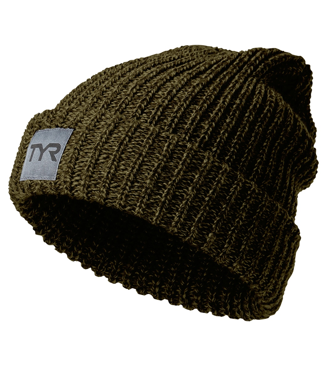 TYR Cuffed Ribbed Beanie - Olive One Size - Swimoutlet.com