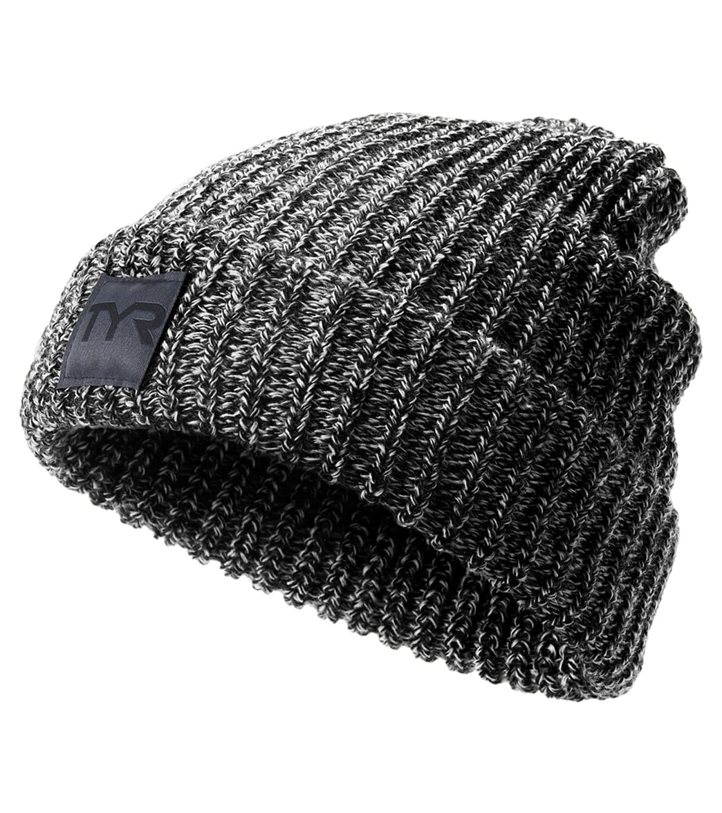 TYR Cuffed Ribbed Beanie - Black One Size - Swimoutlet.com