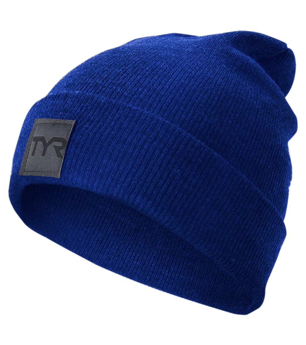 TYR Cuffed Knit Beanie - Royal One Size - Swimoutlet.com