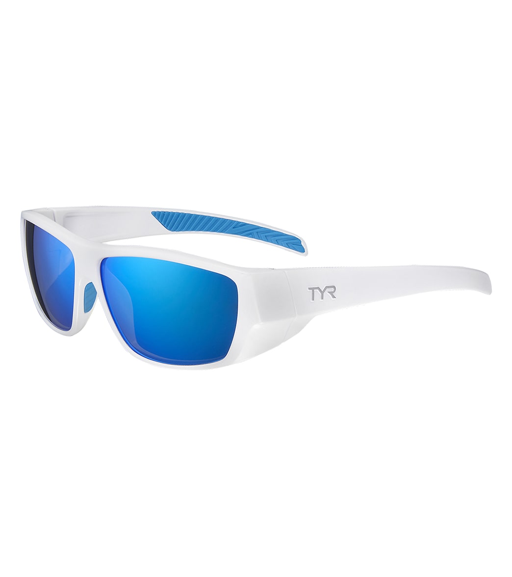 TYR Men's Knox Wrap Sunglasses - Blue/White One Size - Swimoutlet.com