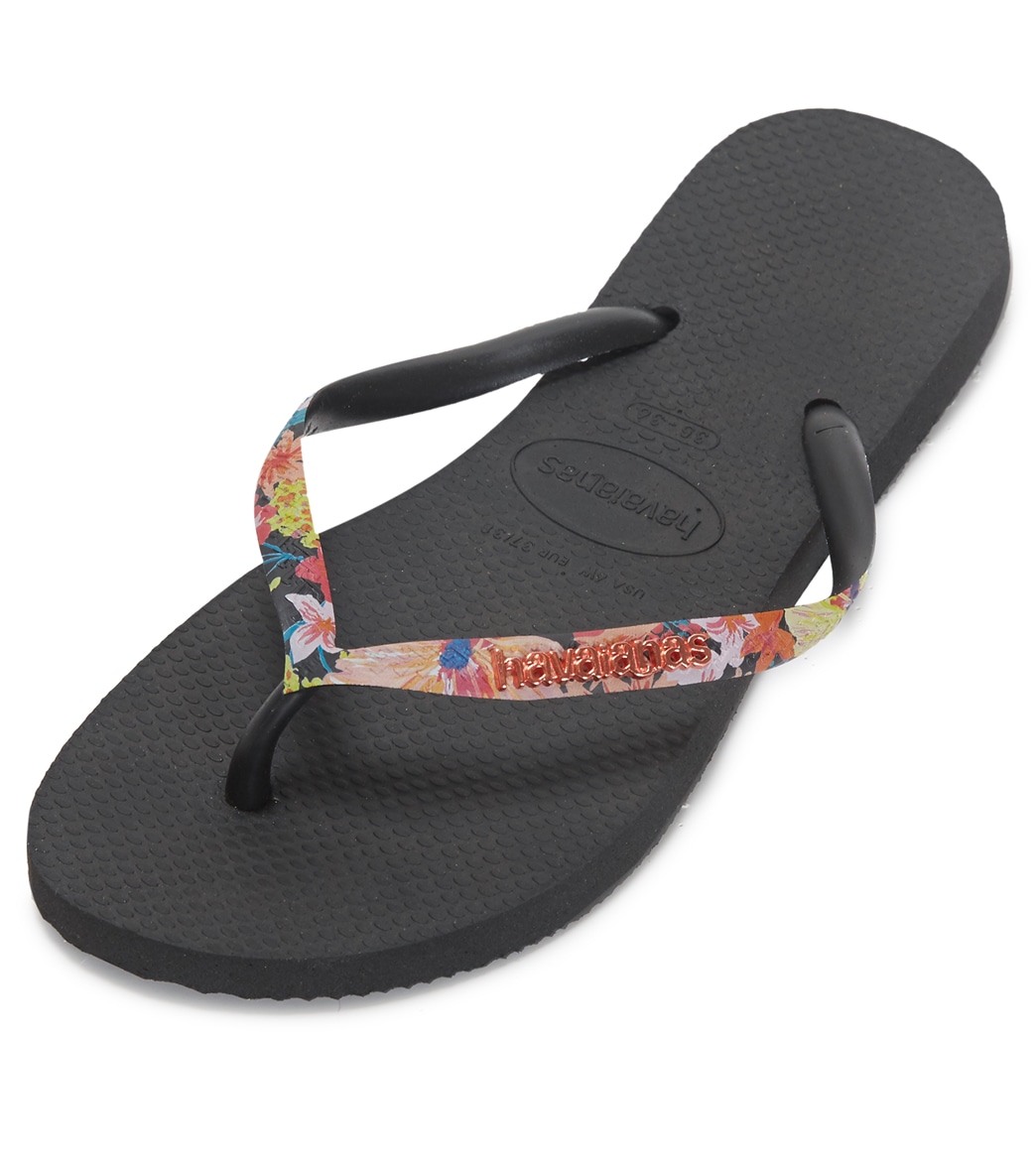 Havaianas Women's Slim Strapped Sandals - Black/Black 35/36 - Swimoutlet.com