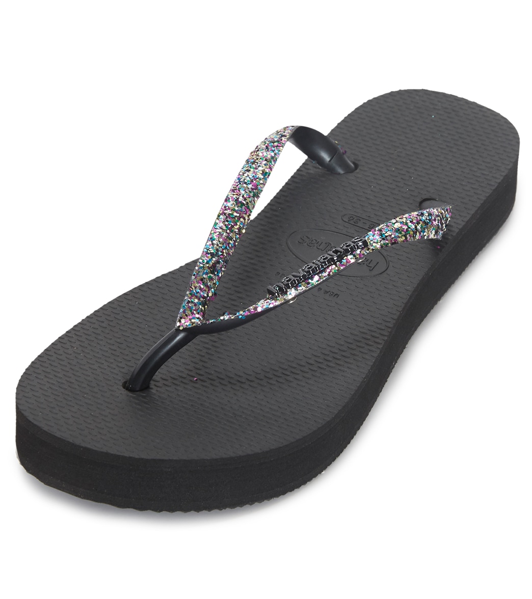Havaianas Women's Slim Flatform Sparkle Sandals - Black 35/36 - Swimoutlet.com
