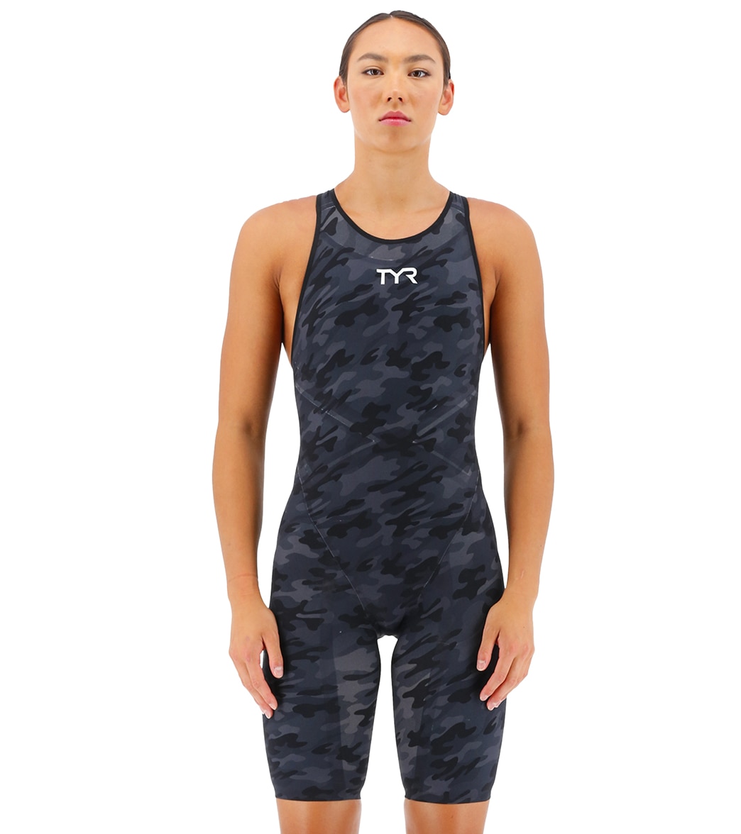 TYR Women's Venzo Camo Closed Back Tech Suit Swimsuit - Black 23 - Swimoutlet.com
