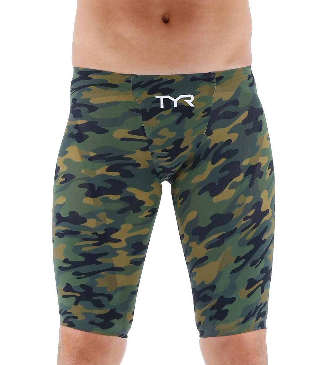 TYR Men's Venzo Camo Jammer Tech Suit Swimsuit - Olive 22 - Swimoutlet.com