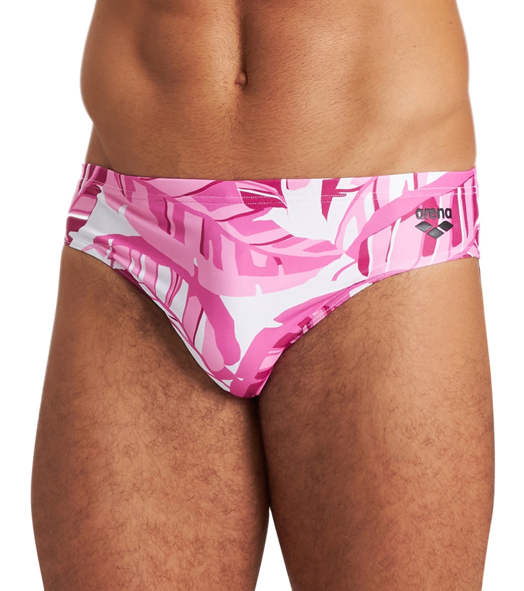 Arena Men's Pink Tropicals Brief Swimsuit - Pink/Multi 24 Polyester - Swimoutlet.com