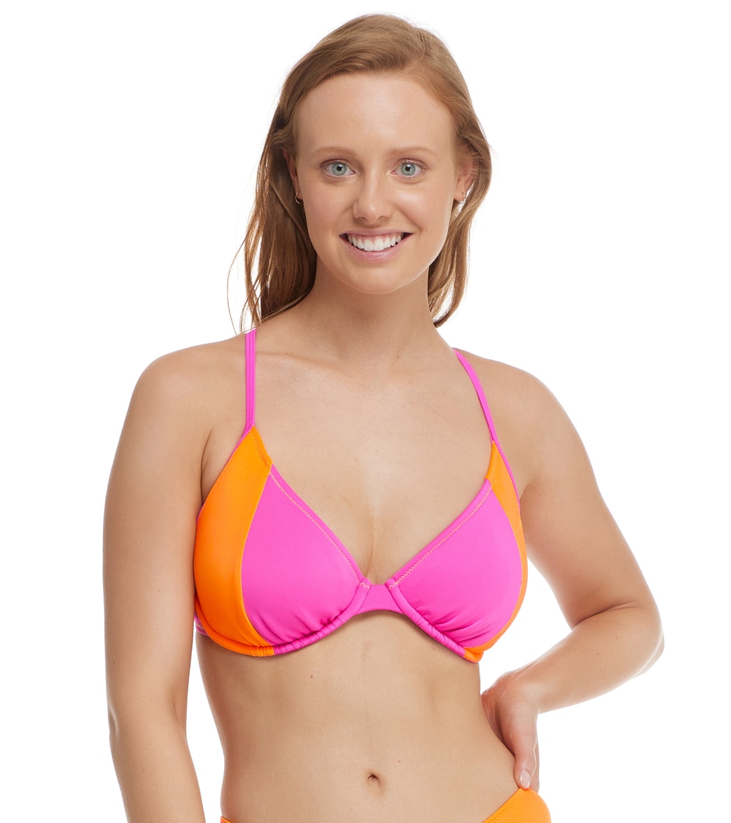 Body Glove Women's 80's Throwback Solo Bikini Top D/Dd/E/F Cup - Flamingo Pink D-Cup Polyester - Swimoutlet.com
