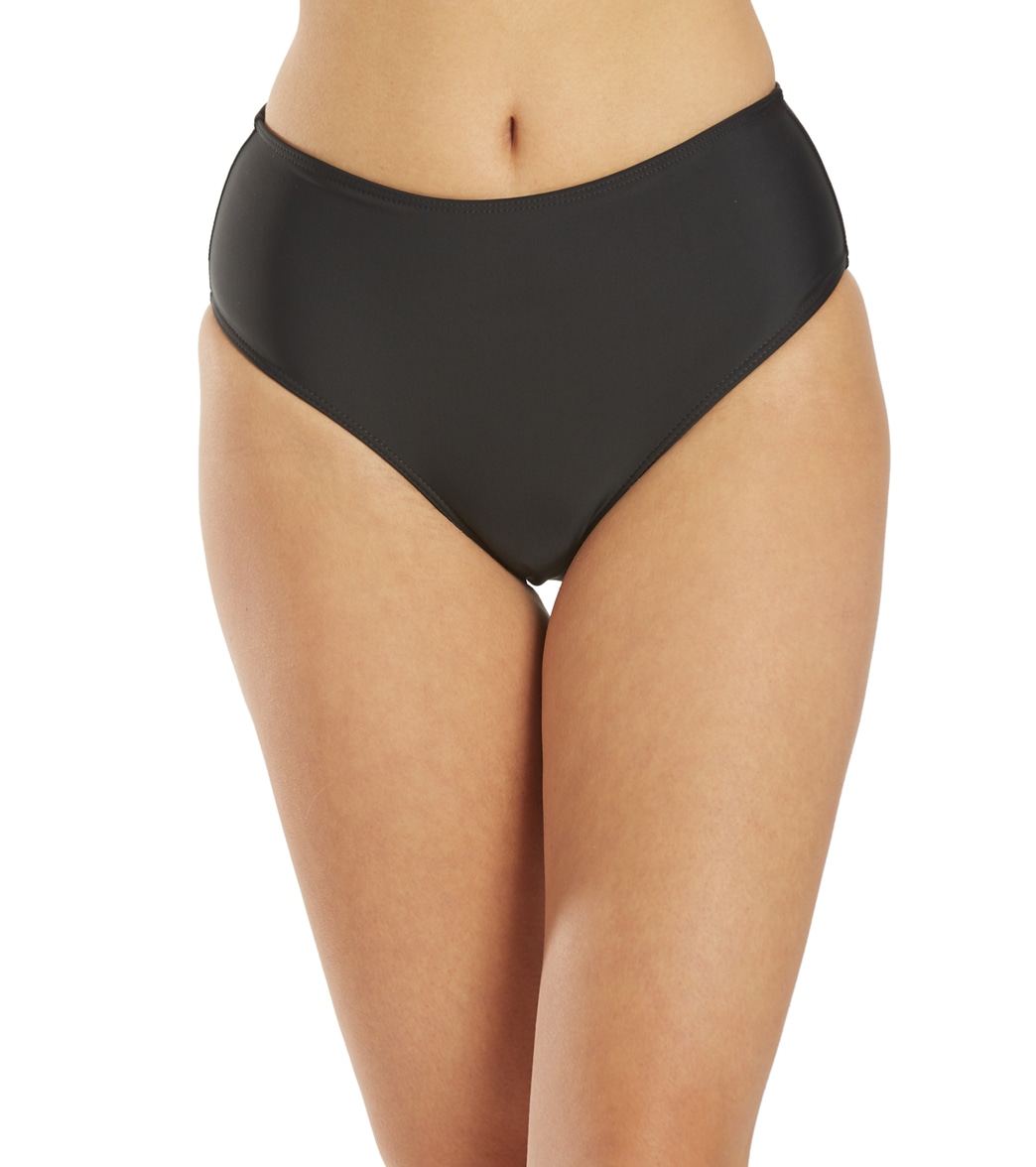 Seea Women's Brasilia High Waist Bikini Bottom - Black Large - Swimoutlet.com