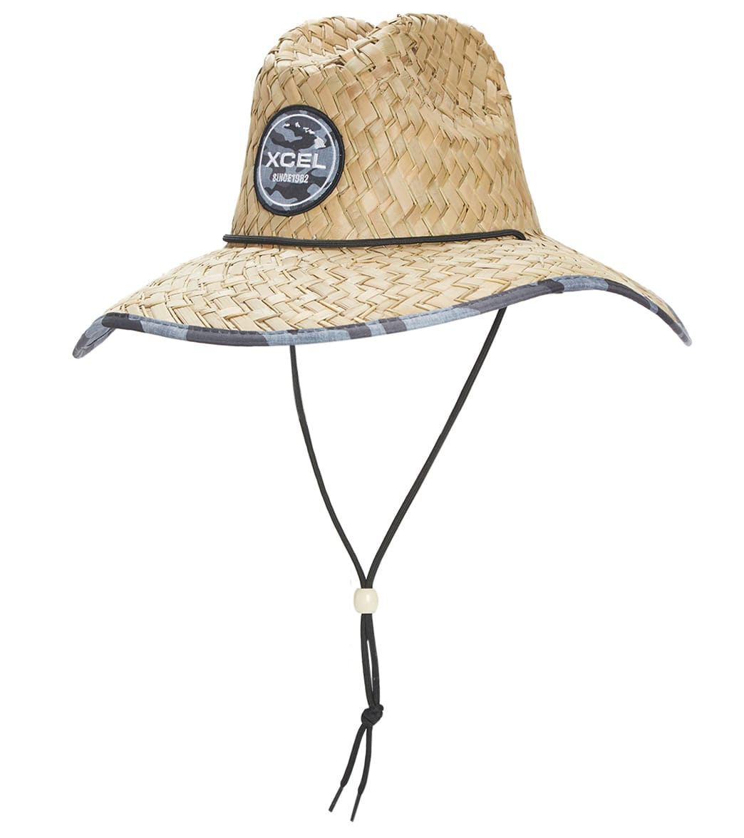 Xcel Unisex Sunset Point Straw Hat With Grey Camo Print - Natural/ One Size - Swimoutlet.com