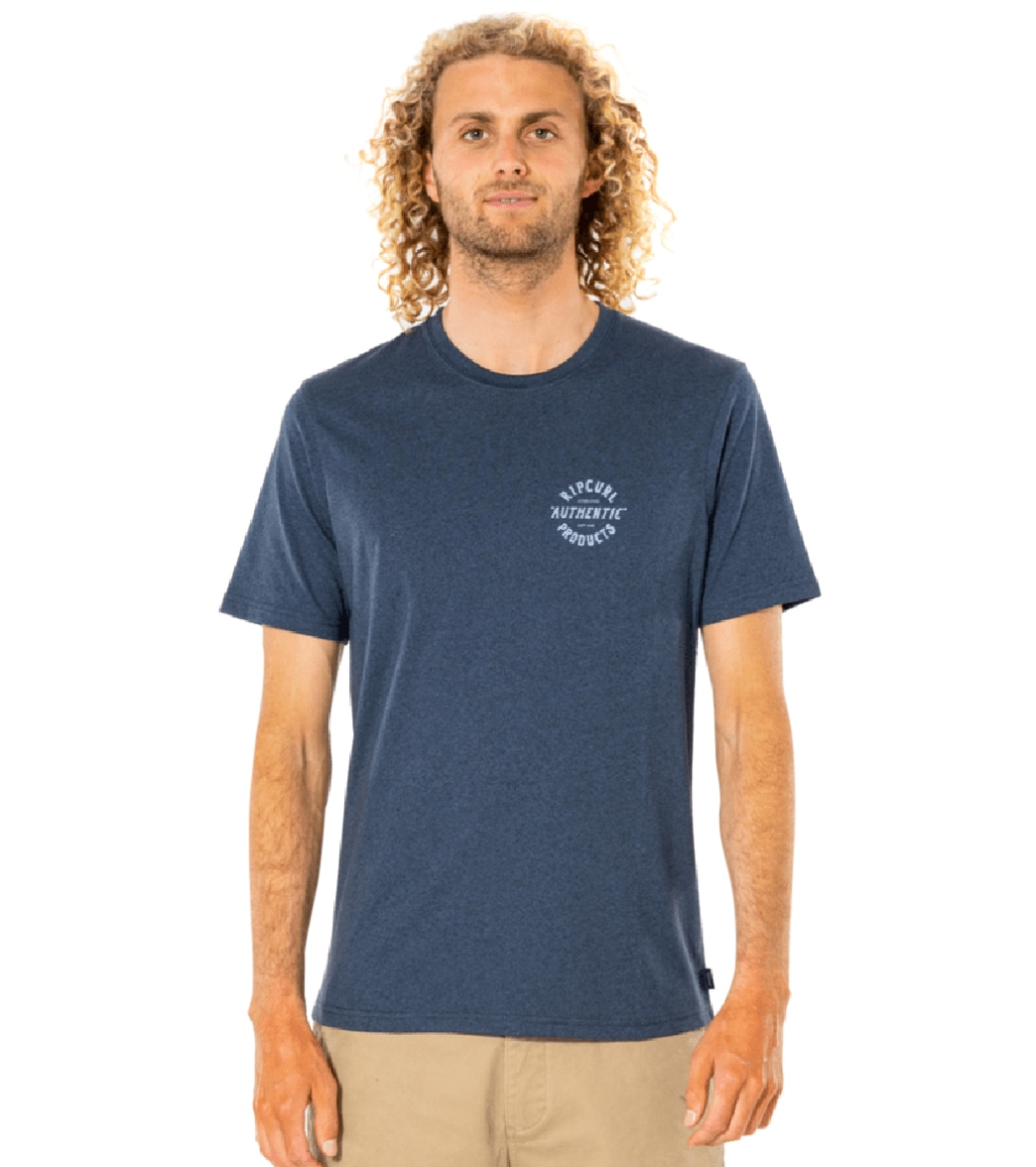 Rip Curl Men's Driveway Tee Shirt - Navy Marle Large Cotton - Swimoutlet.com