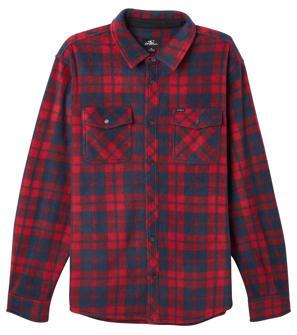 O'neill Men's Glacier Plaid Long Sleeve Shirt - Red Large Polyester - Swimoutlet.com