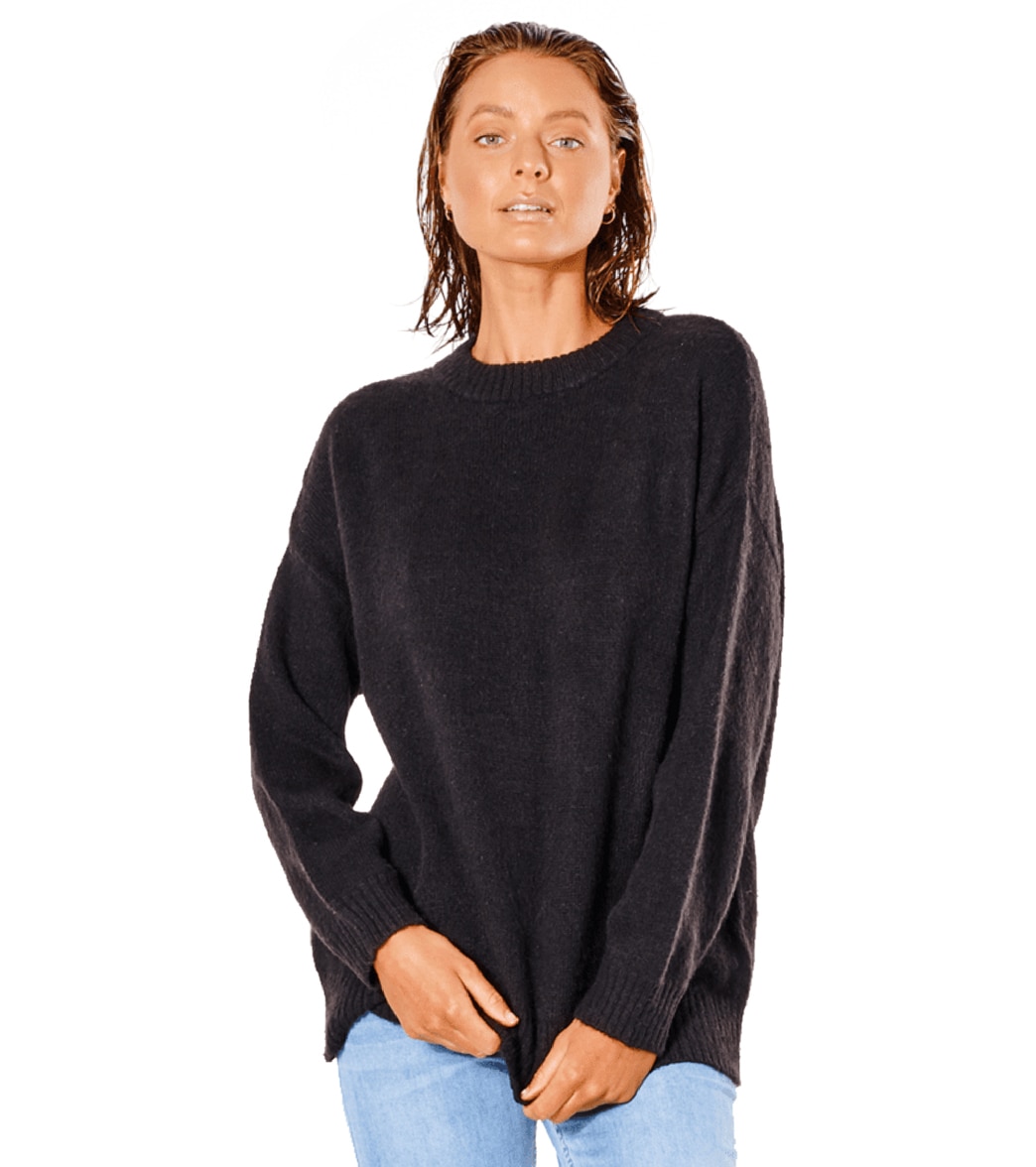 Rip Curl Women's Freshwater Crew Sweater - Black Large - Swimoutlet.com