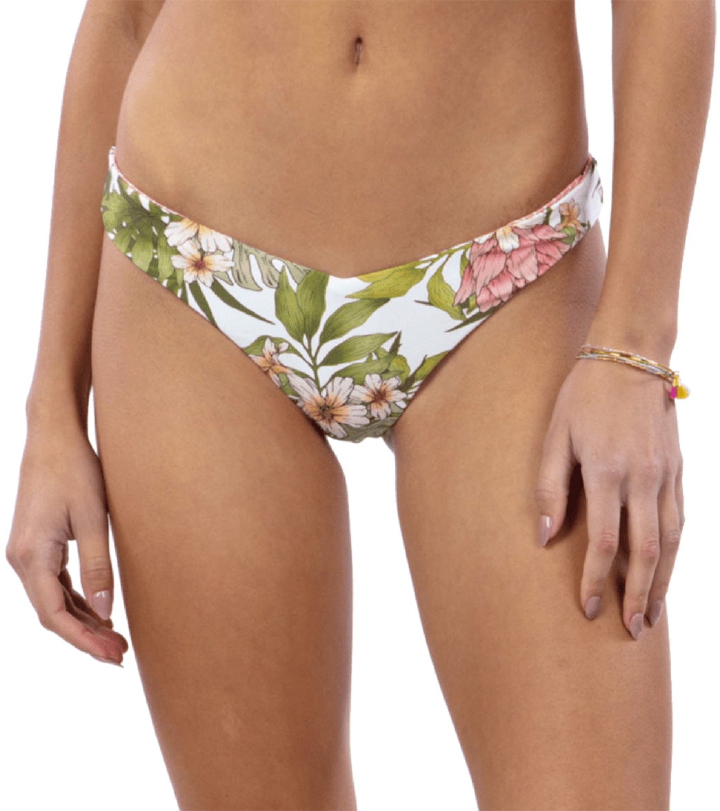 Rip Curl Women's Beach Botanica Reversible Skimpy Bikini Bottom - Bone Small Elastane/Polyamide - Swimoutlet.com