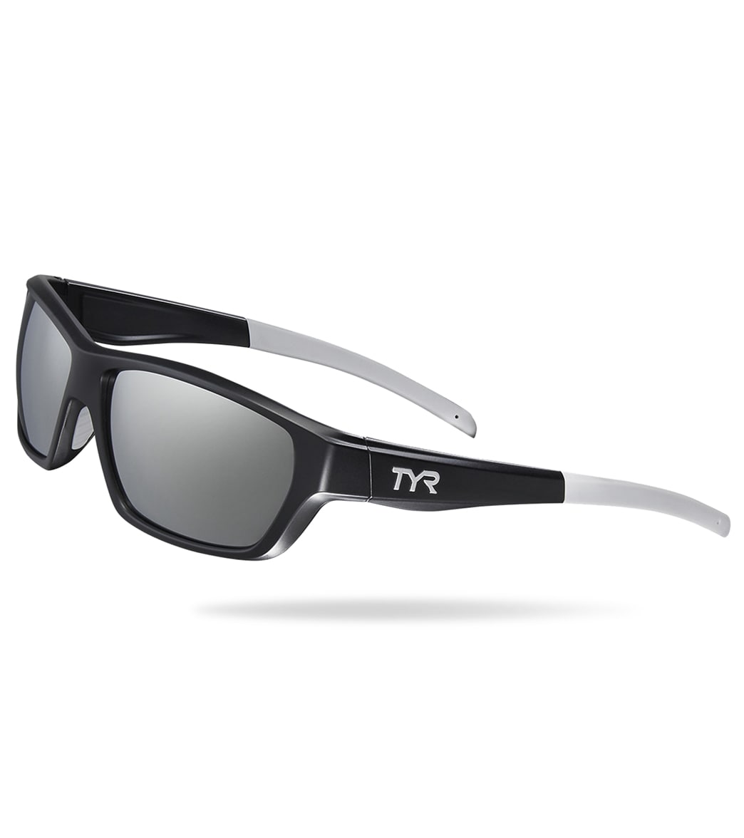 TYR Men's Cortez Sport Wrap Sunglasses - Silver/Black - Swimoutlet.com