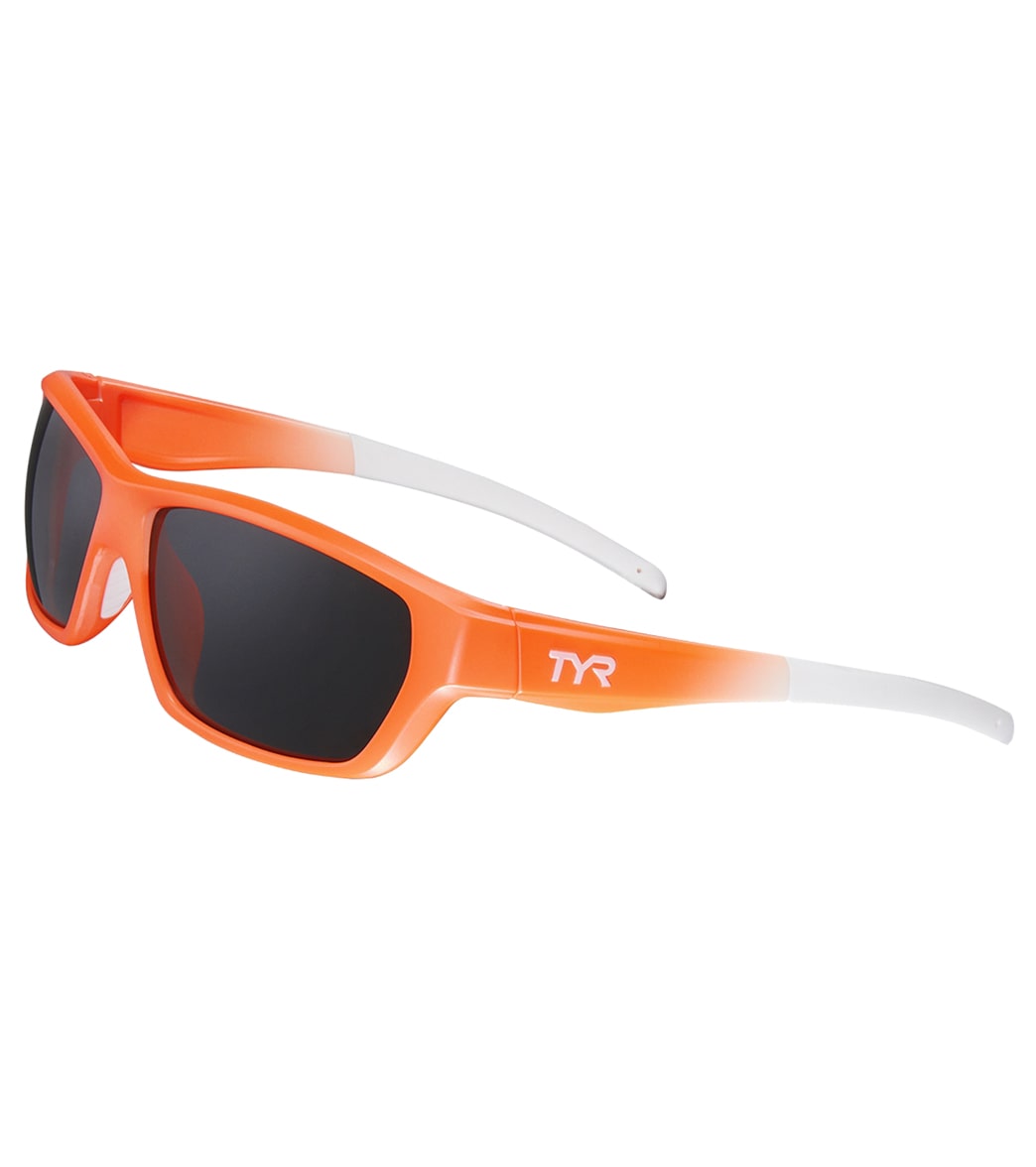 TYR Men's Cortez Sport Wrap Sunglasses - Smoke/Orange - Swimoutlet.com