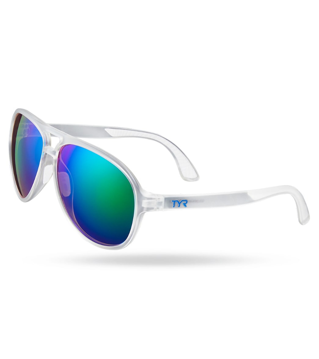 TYR Men's Goldenwest Aviator Large Sunglasses - Blue/Clear - Swimoutlet.com