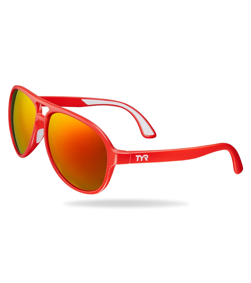 TYR Men's Goldenwest Aviator Large Sunglasses - Red - Swimoutlet.com
