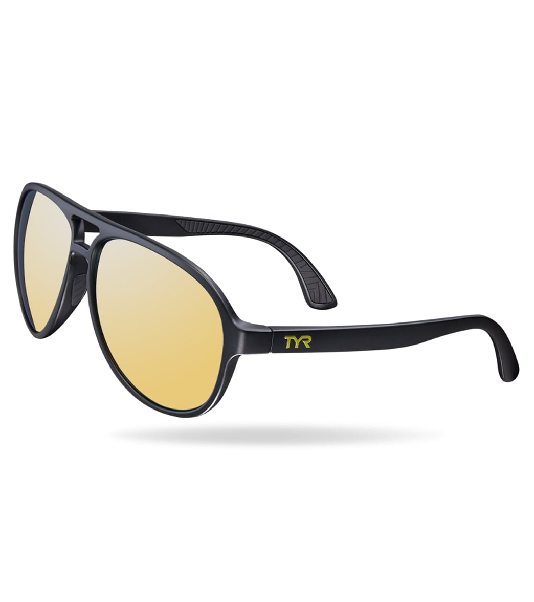 TYR Men's Goldenwest Aviator Large Sunglasses - Gold/Black - Swimoutlet.com