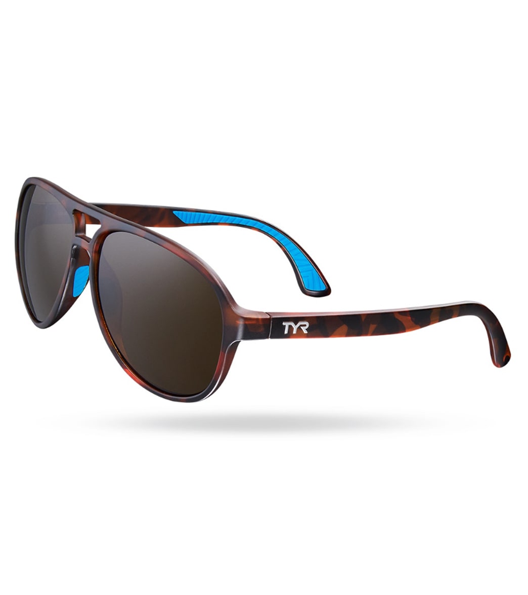 TYR Men's Goldenwest Aviator Large Sunglasses - Brown/Tort - Swimoutlet.com
