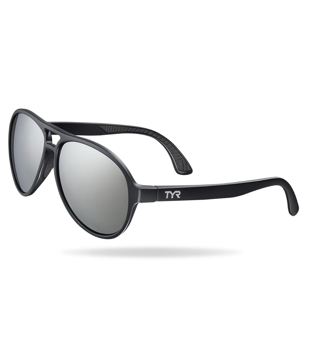 TYR Men's Newland Aviator Small Sunglasses - Silver/Black - Swimoutlet.com