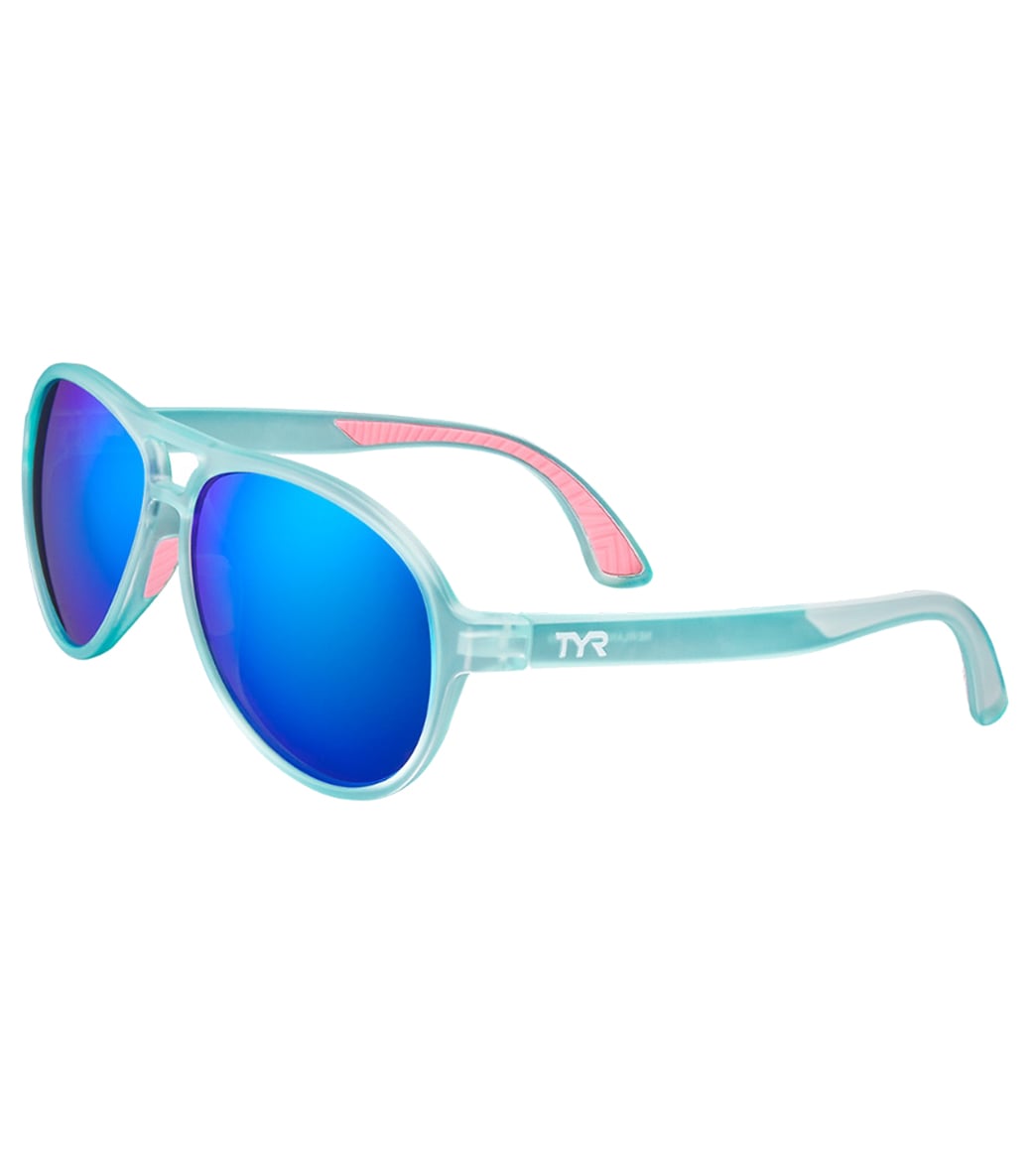 TYR Men's Newland Aviator Small Sunglasses - Blue/Mint - Swimoutlet.com