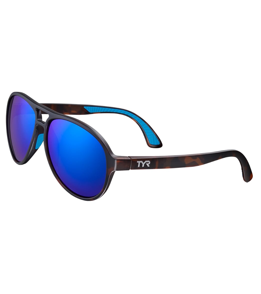 TYR Men's Newland Aviator Small Sunglasses - Blue/Tort - Swimoutlet.com