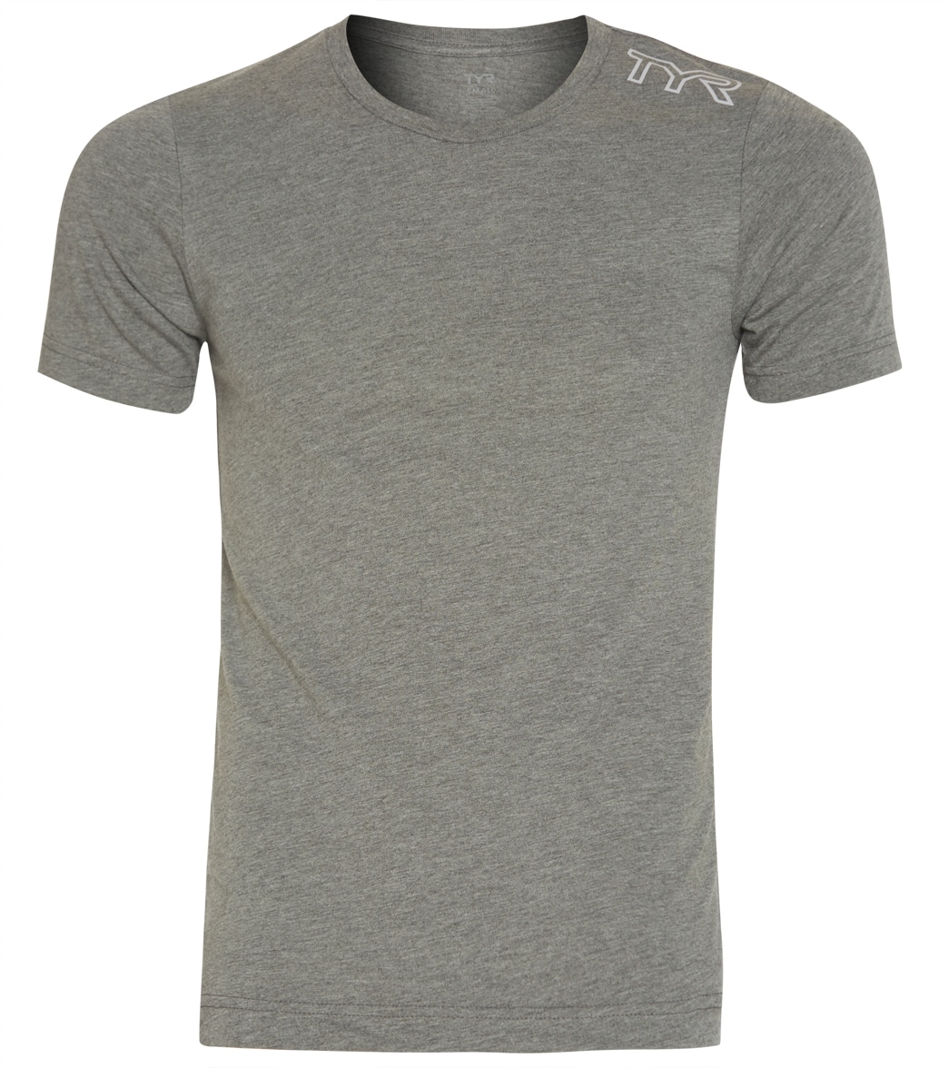 TYR Unisex Triblend Tee Shirt - Heather Grey Medium Cotton/Polyester - Swimoutlet.com