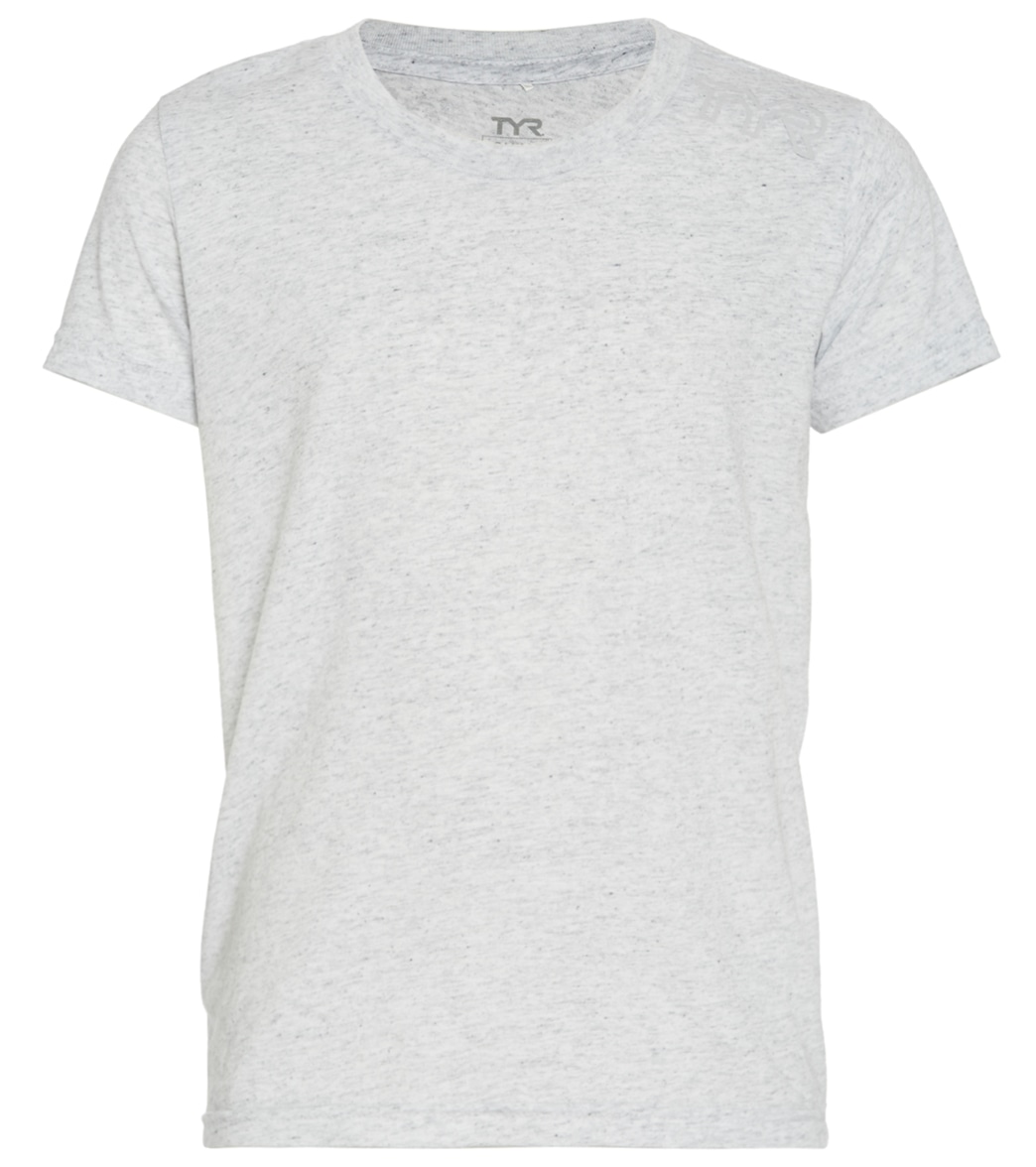 TYR Men's Youth Triblend Tee Shirt - White Heather Small Cotton/Polyester - Swimoutlet.com