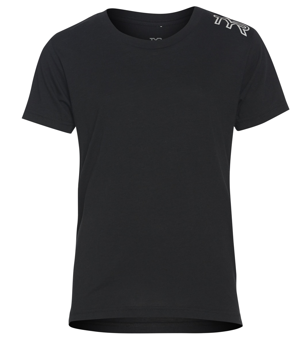 TYR Men's Youth Triblend Tee Shirt - Black Medium Cotton/Polyester - Swimoutlet.com