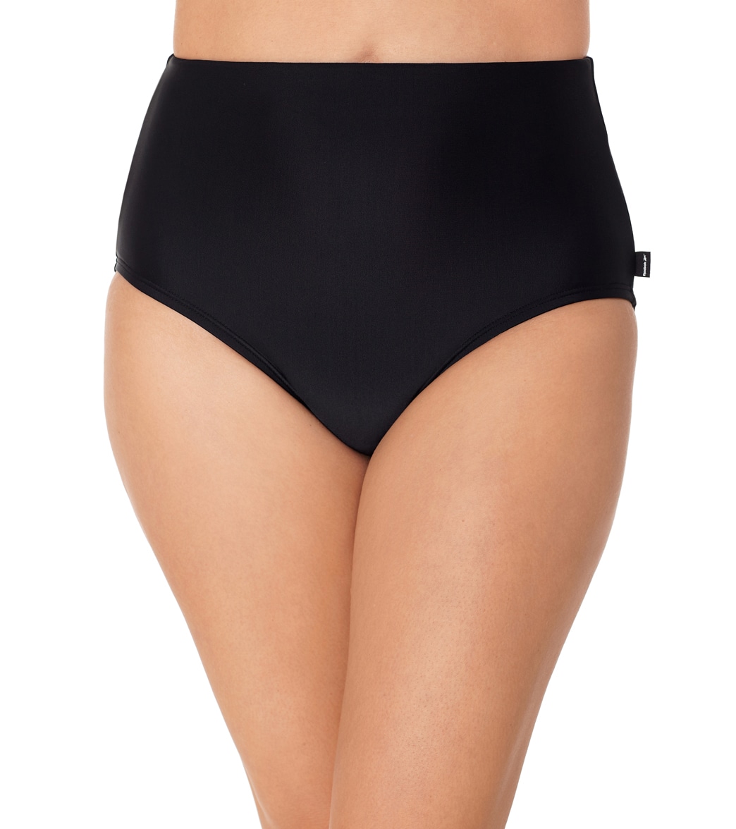 Reebok Women's Solid Bikini Bottom - Black 10 - Swimoutlet.com