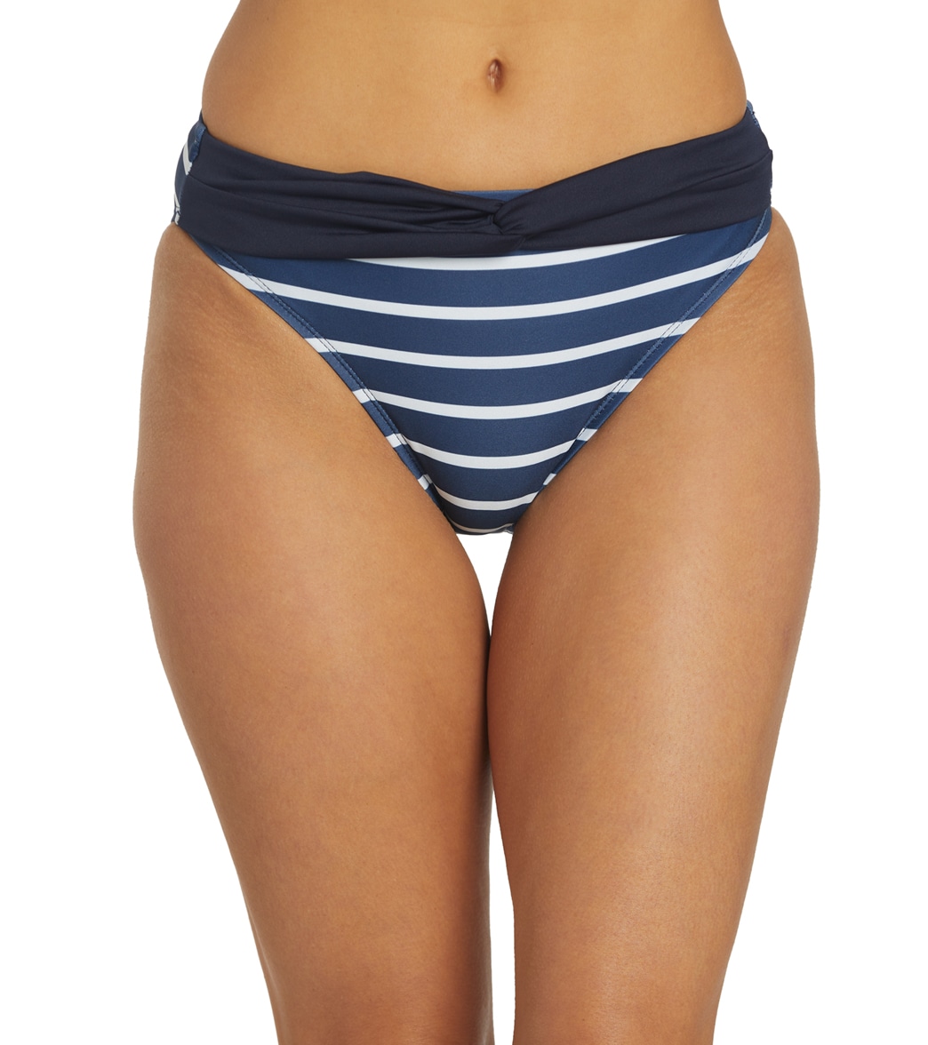 Dolfin Women's Aquashape Print Contemporary Knot Front Bikini Bottom - Nautical Large - Swimoutlet.com