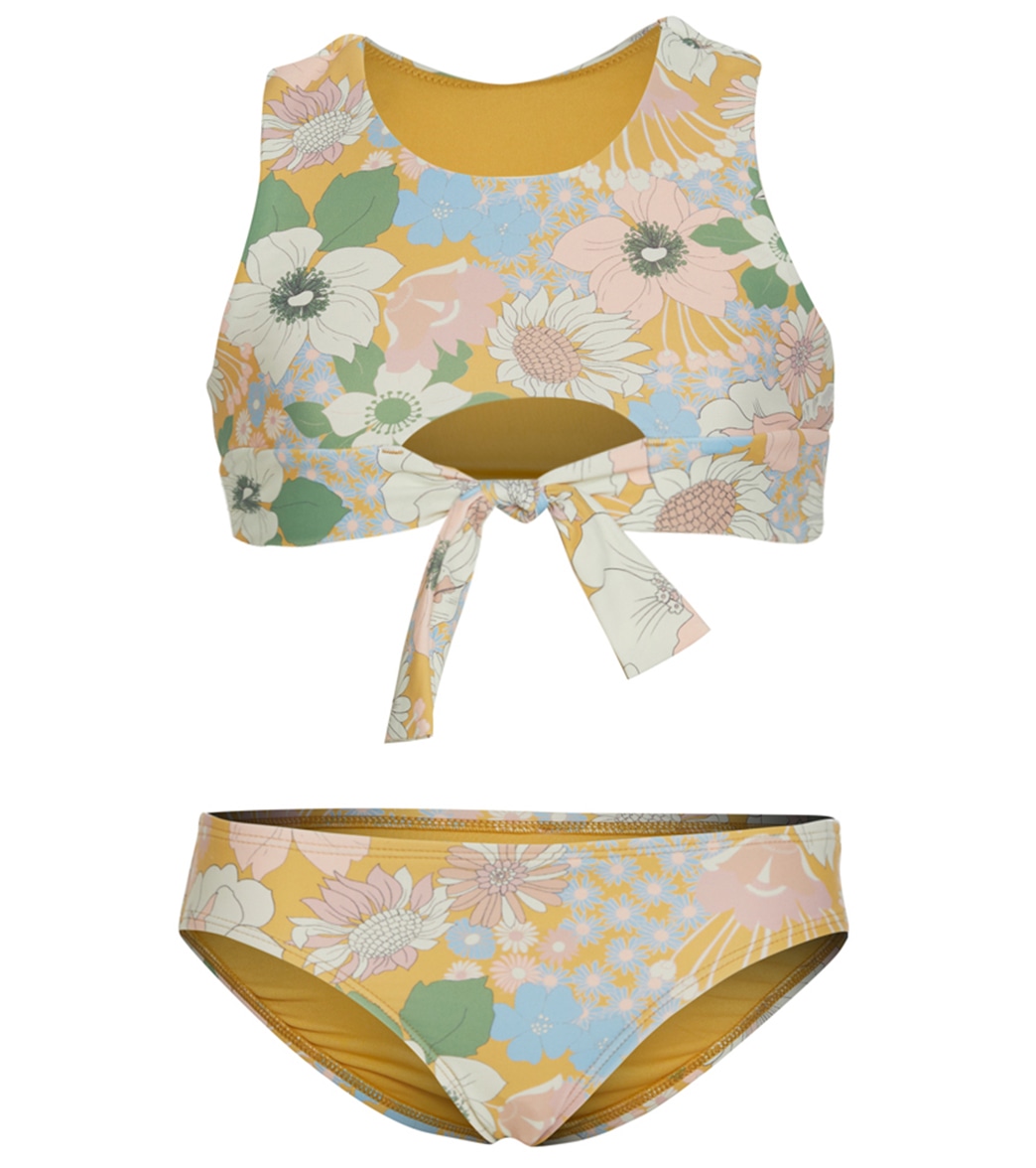 O'neill Girls' Twiggy Banded Tie Front Swim Set - Mimosa 10 - Swimoutlet.com